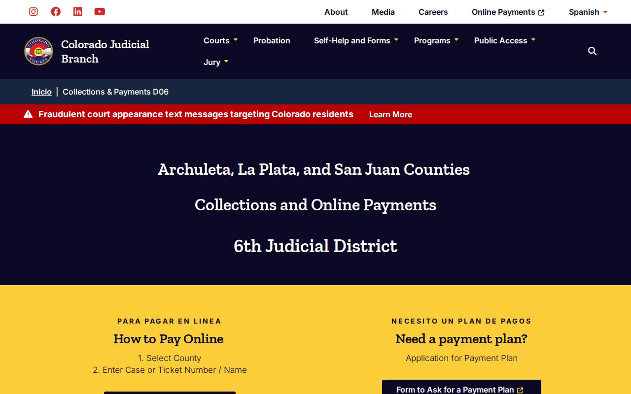 La Plata County warrant lookup court payment channels
