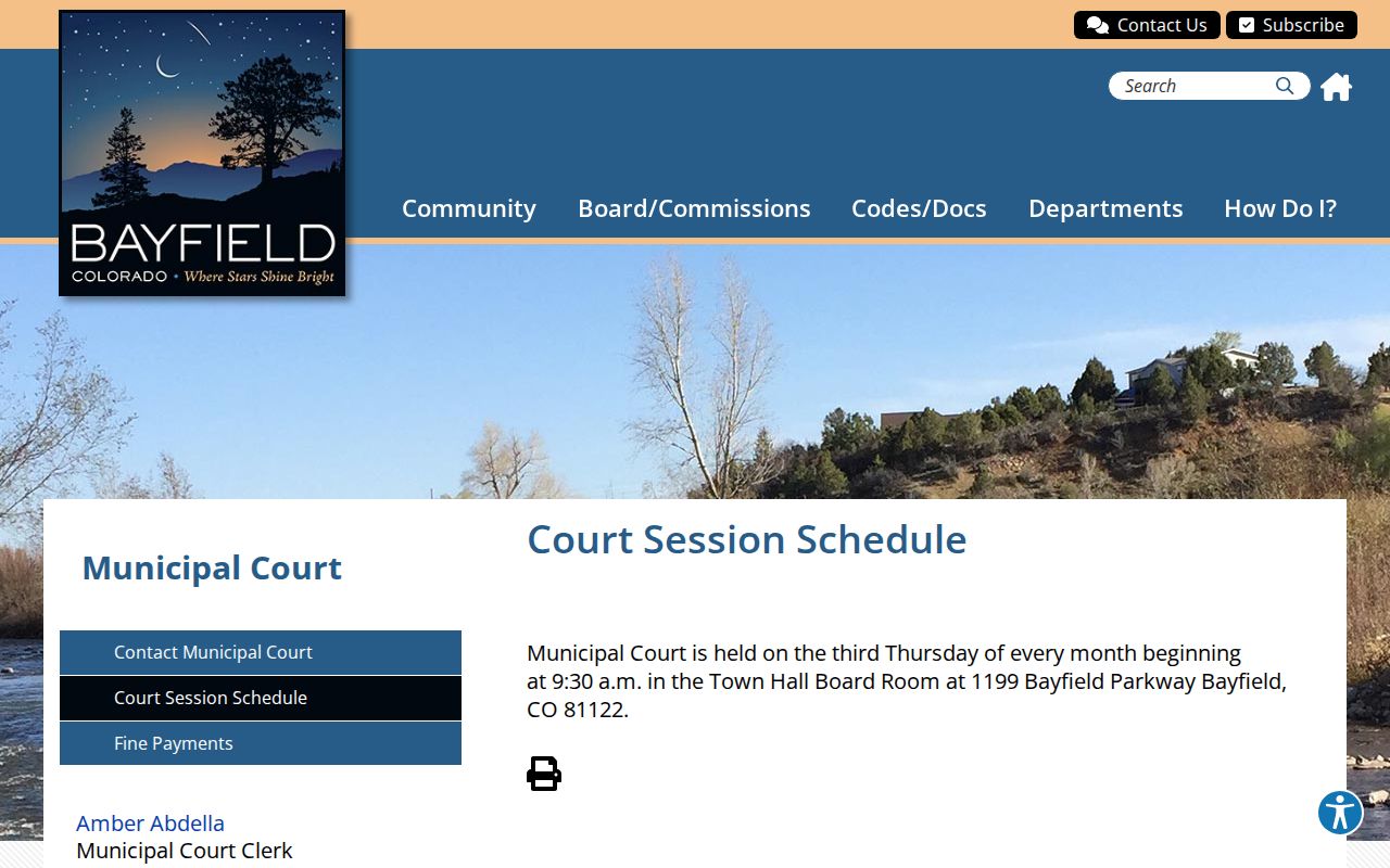 La Plata County arrest warrant and Bayfield municipal court schedule
