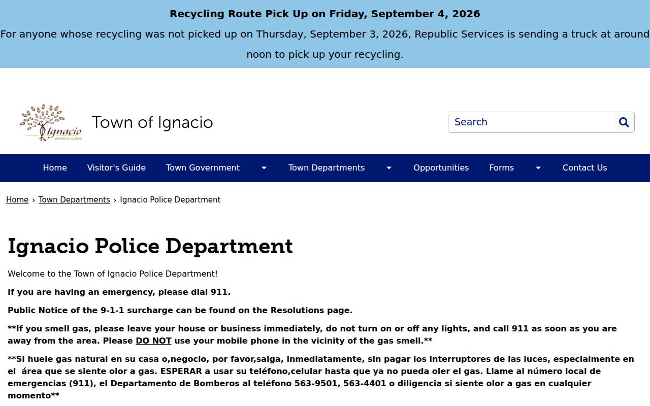 La Plata County traffic warrant police contact information for Ignacio
